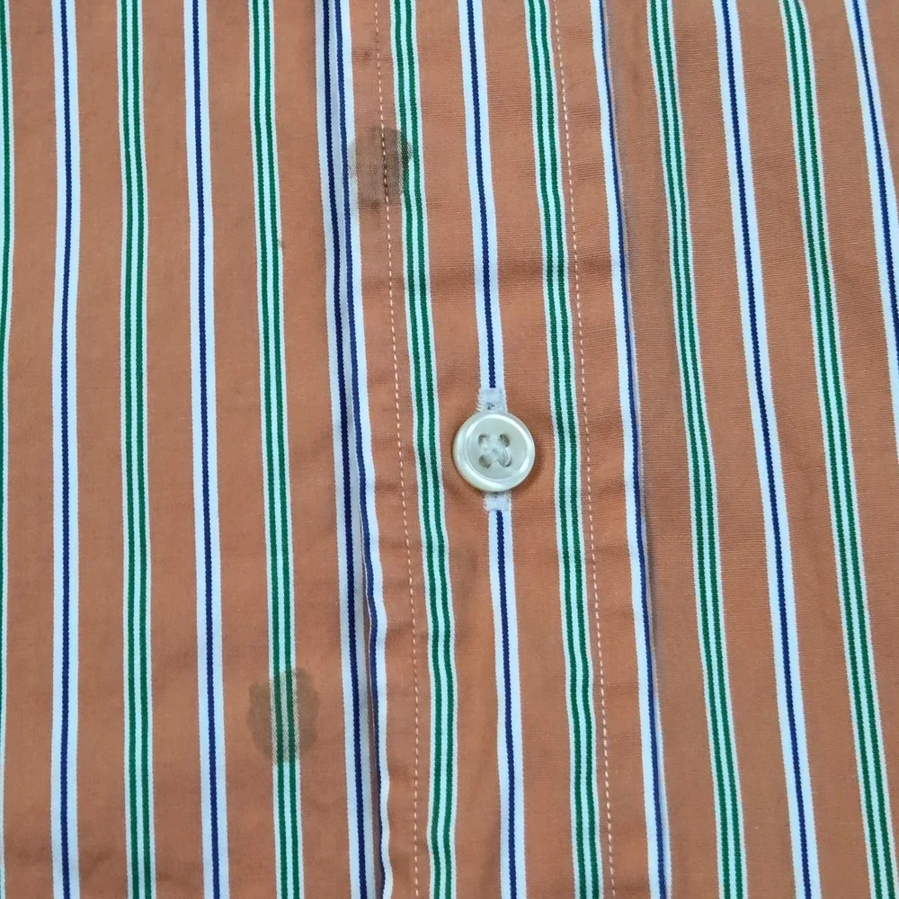 Polo Ralph Lauren Button Down Mens 16.5 Regent Custom Fit Striped Orange Multi